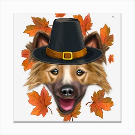 Fall Icelandic Sheepdog Pilgrim Thanksgiving Canvas Print