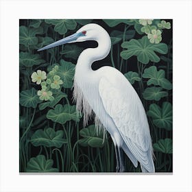 Ohara Koson Inspired Bird Painting Egret 4 Square Canvas Print