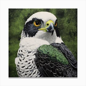 Ohara Koson Inspired Bird Painting Falcon 4 Square Canvas Print