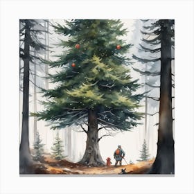 Christmas Tree In The Woods 14 Canvas Print