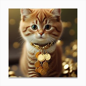 Cat With Gold Coins Canvas Print