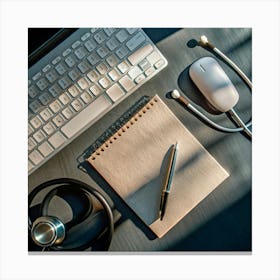 Stethoscope And Notebook Canvas Print