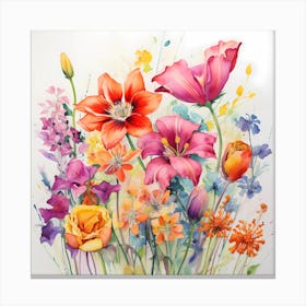 AI Floral Euphony: Whispers of Watercolor Blooms Canvas Print