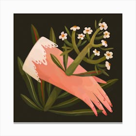Vintage Hand With Flowers Canvas Print
