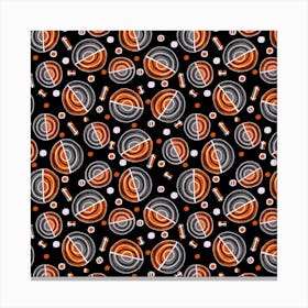 Circles Galore Orange Gray On Black Canvas Print