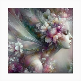 Woman With Flowers In Her Hair Canvas Print