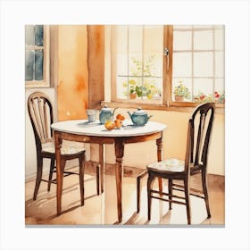 Watercolor Dining Room Canvas Print