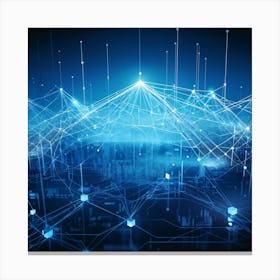 Abstract Digital Painting Of A Global Data Network Oversized Datums Connecting In An Ai Driven Conc (7) Canvas Print