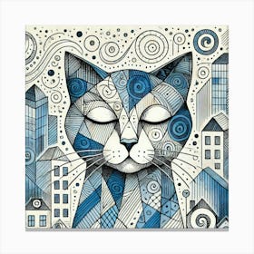 Shadow Lamp City Cat Canvas Print