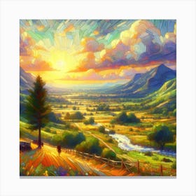 Sunset In The Valley Canvas Print