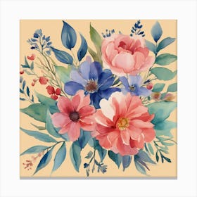 Watercolor flowers Floral Pattern Canvas Print