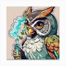 Owl With A Pipe Canvas Print
