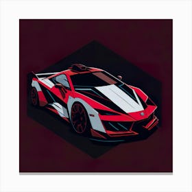 Car Red Artwork Of Graphic Design Flat (46) Canvas Print