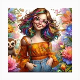 Girl With Flowers 14 Canvas Print