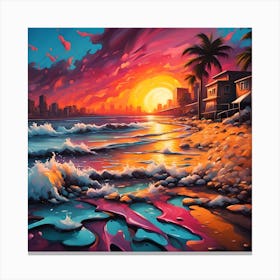 A Symphony of Colorful Sands Under The Sunset Skyline Canvas Print