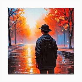 Man In The Rain Canvas Print