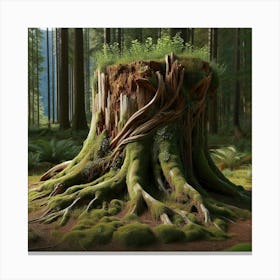 Tree Stump In The Forest 1 Canvas Print