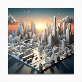 Origami city Canvas Print