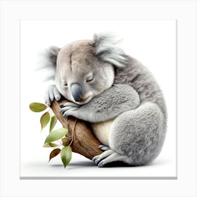 Koala Bear,A koala bear is sleeping on a tree branch. Canvas Print