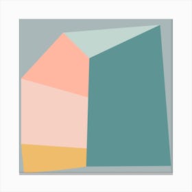 Modern Abstract Geometric Shape in Teal and Peach Canvas Print