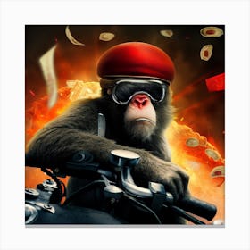 Monkey On A Motorcycle 1 Canvas Print