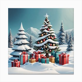 Christmas Tree With Presents Canvas Print