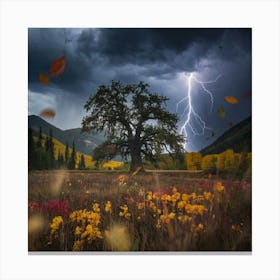 Lightning In The Fall Canvas Print