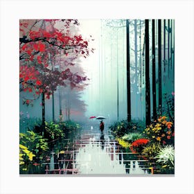 Walk In The Rain Canvas Print