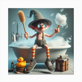 Wizard In The Bath 1 Canvas Print