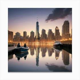 New York City Skyline At Dusk Canvas Print