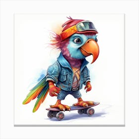 Parrot Skateboarding Canvas Print