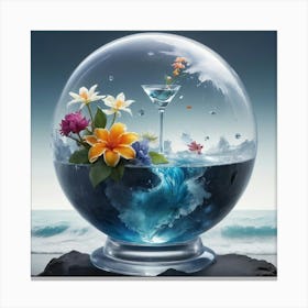 Glass Ball With Flowers 1 Stampe su tela