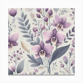 Scandinavian style,Pattern with lilac Orchid flowers 3 Canvas Print
