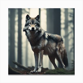 Wolf In The Forest 75 Canvas Print