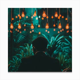 Man Sitting At A Table Canvas Print