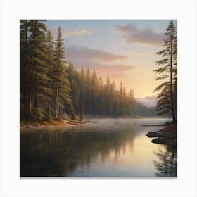 Sunrise Over A Lake Canvas Print