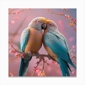 Two Parrots Kissing 1 Canvas Print