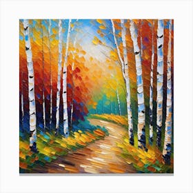Birch Trees In Autumn 10 Canvas Print