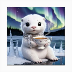 Otter with tea Canvas Print