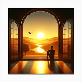 Sunset Contemplation: A Window to Serenity Canvas Print