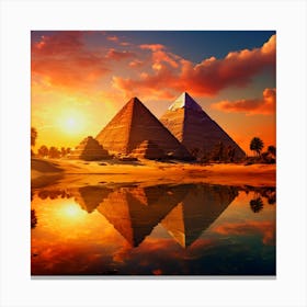 Egyptian Pyramids At Sunset, Very nice Egypt big pyramids image Canvas Print