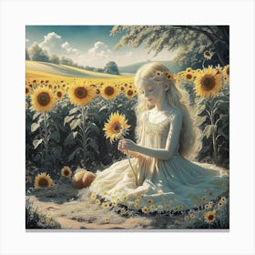 Sunflower Girl Canvas Print