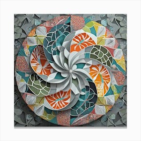 Firefly Beautiful Modern Intricate Floral Yin And Yang Japanese Mosaic Mandala Pattern In Gray, And (1) Canvas Print