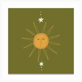 Boho Sacred Sun Face Canvas Print