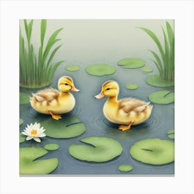 Ducks In Water 3 Canvas Print