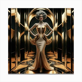 Futuristic Woman In Gold Dress Canvas Print