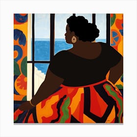Woman Looking Out A Window 1 Canvas Print