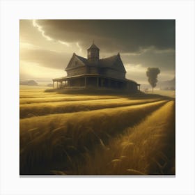 House In A Field 4 Canvas Print