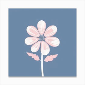 A White And Pink Flower In Minimalist Style Square Composition 611 Canvas Print