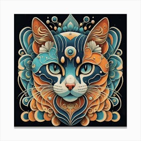 Cat Psychedelic 1 Canvas Print